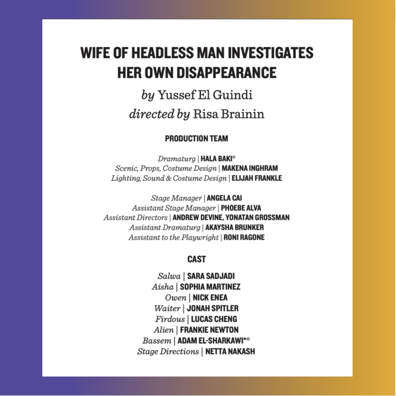 Castlist for Headless play