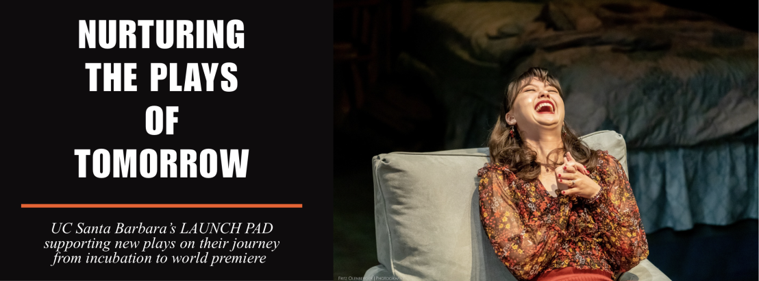 banner slide showing a scene of a woman laughing in a chair